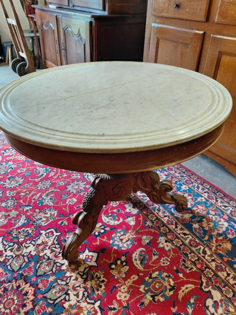 Mooie Franse tafel (marmer en hout), Ophalen