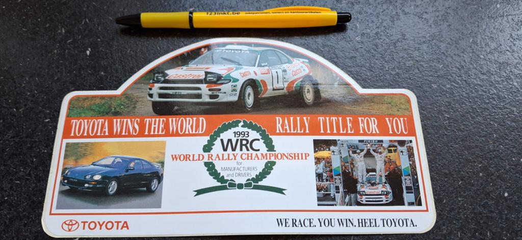 Vintage sticker autorally Toyota WRC 1993 winner, Verzamelen, Ophalen of Verzenden, Zo goed als nieuw, Auto of Motor