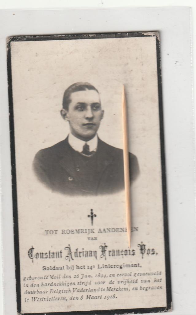Oorlogsslachtoffer  1914-18 : Soldaat, Verzenden