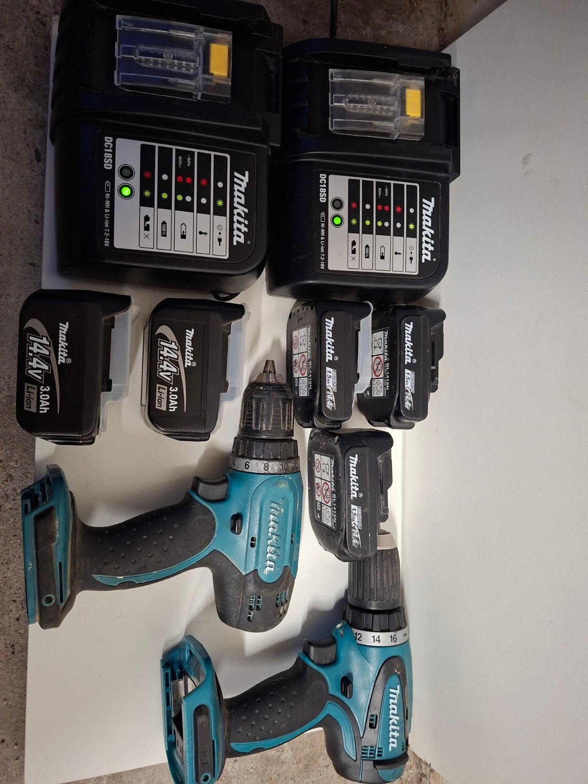 Duoset Makita 14,4 V : DDF343 + BDF440 comprenant 2 chargeur, Bricolage & Construction, Enlèvement ou Envoi, Utilisé, Foreuse et Perceuse