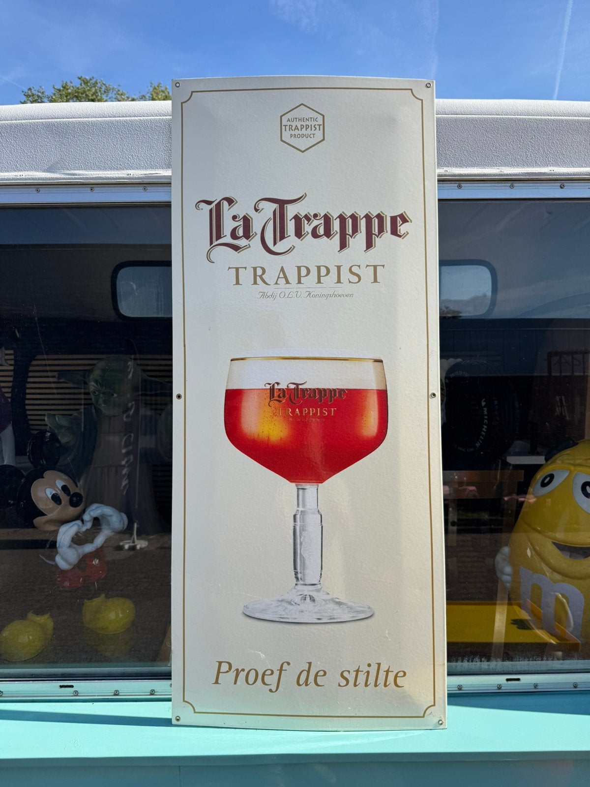 La Trappe bier emaille reclamebord, Verzamelen, Ophalen of Verzenden, Gebruikt, Reclamebord, Plaat of Schild, La Trappe