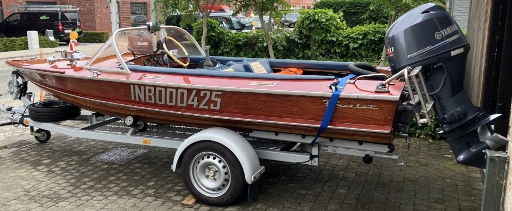 Vintage bateau à moteur Poncelet 4.65, Sports nautiques & Bateaux, Speedboat, Utilisé, Autres marques, Essence, 70 à 120 ch, Moteur hors-bord