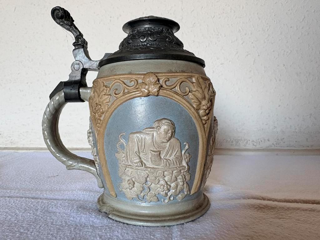 Antieke bierpul van Villeroy en Boch Mettlach, Antiek en Kunst, Antiek | Tin, Verzenden