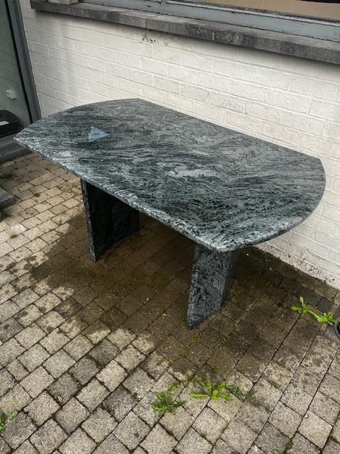 Grote Marmeren buitentafel, Tuin en Terras, Ophalen, Gebruikt, Rechthoekig, Overige materialen