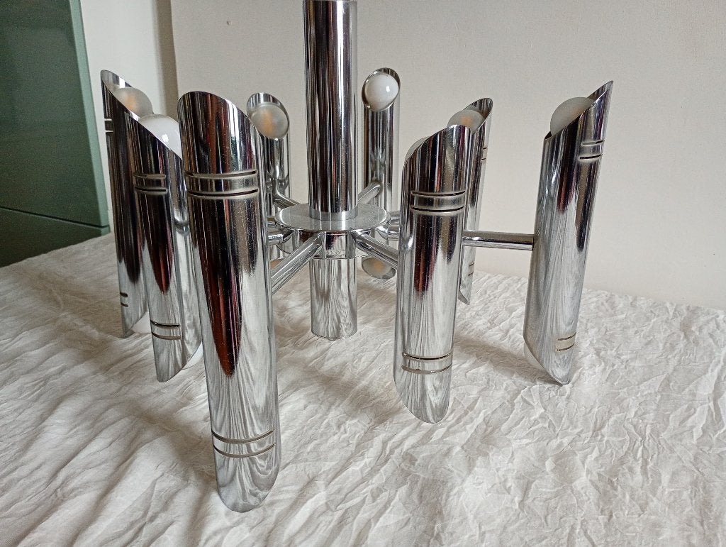 Lampe suspendue Goffredo Reggiani vintage Space Age 1970, Enlèvement, Comme neuf, Métal, Space age 60s 70s