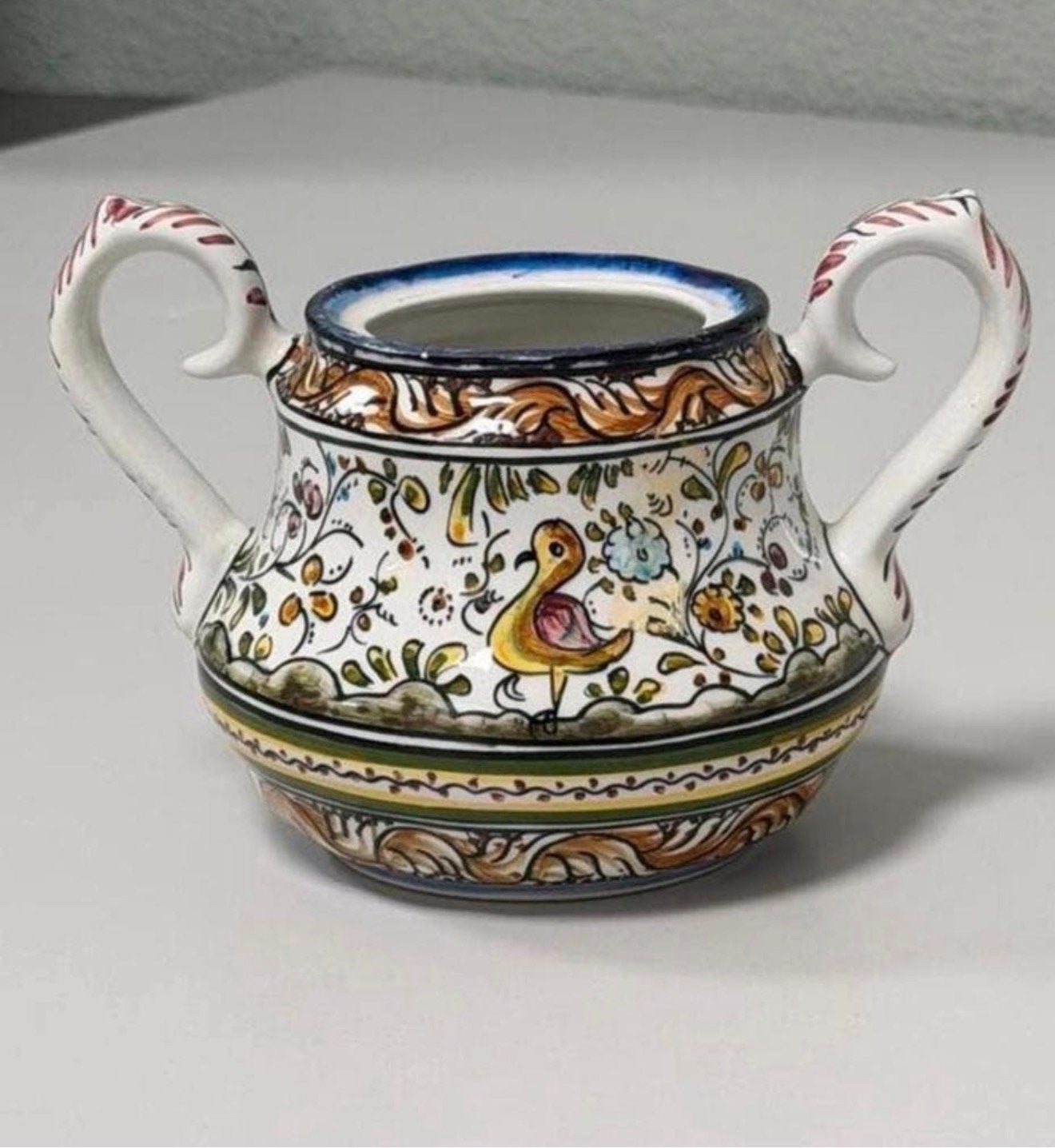 Magnifique sucrier vintage peint à la main Coimbra — 15 cm, Enlèvement ou Envoi