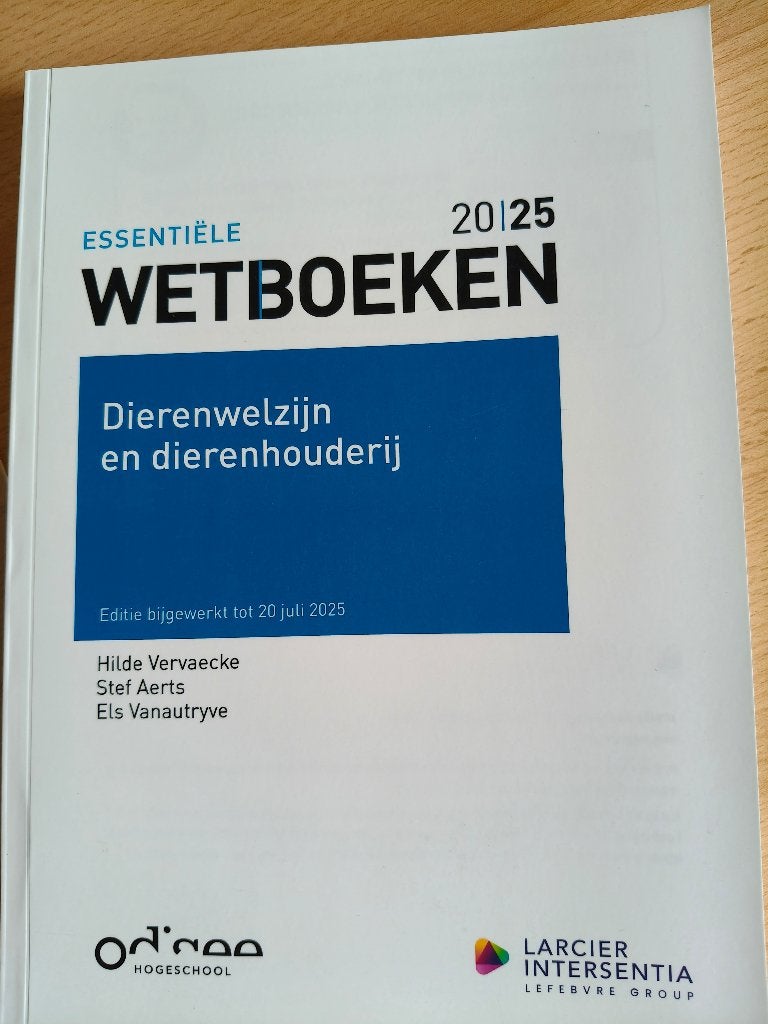 Wetboek dierenwelzijn en dierenhouderij, Boeken, Ophalen, Nieuw, Hoger Onderwijs, Hilde vervaecke