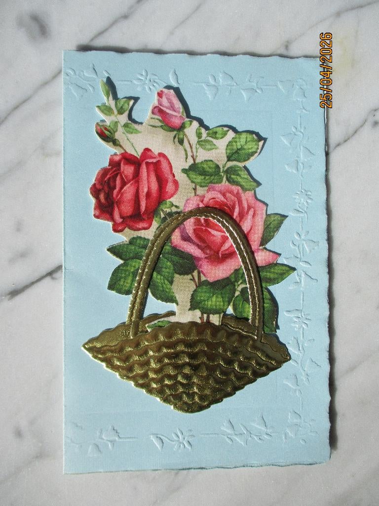 wensen bloemen rieten mand gedicht, Verzamelen, Verzenden, 1960 tot 1980, Ongelopen, Feest(dag)