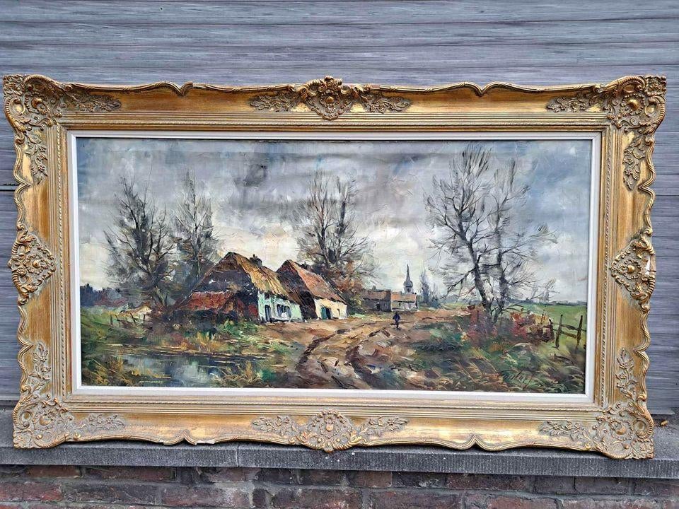 Huile sur toile paysage signe jean jacques foulon, Antiek en Kunst, Ophalen