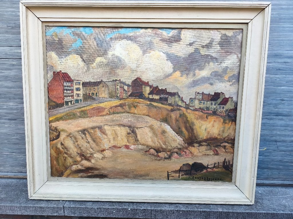 Huile sur toile la Sablonnière signe rouzet lejeune, Antiquités & Art, Art | Peinture | Classique, Enlèvement, Toile