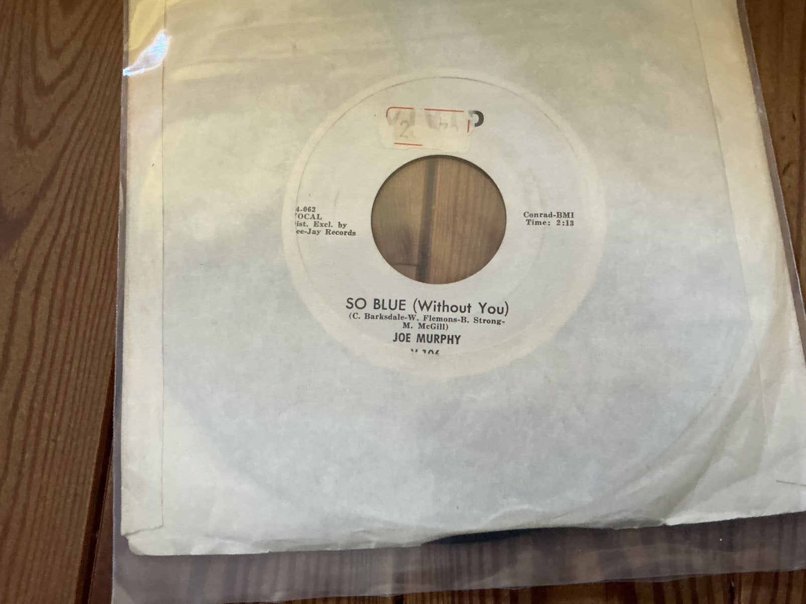 7” Joe Murphy - so blue (without you), Ophalen of Verzenden, Gebruikt