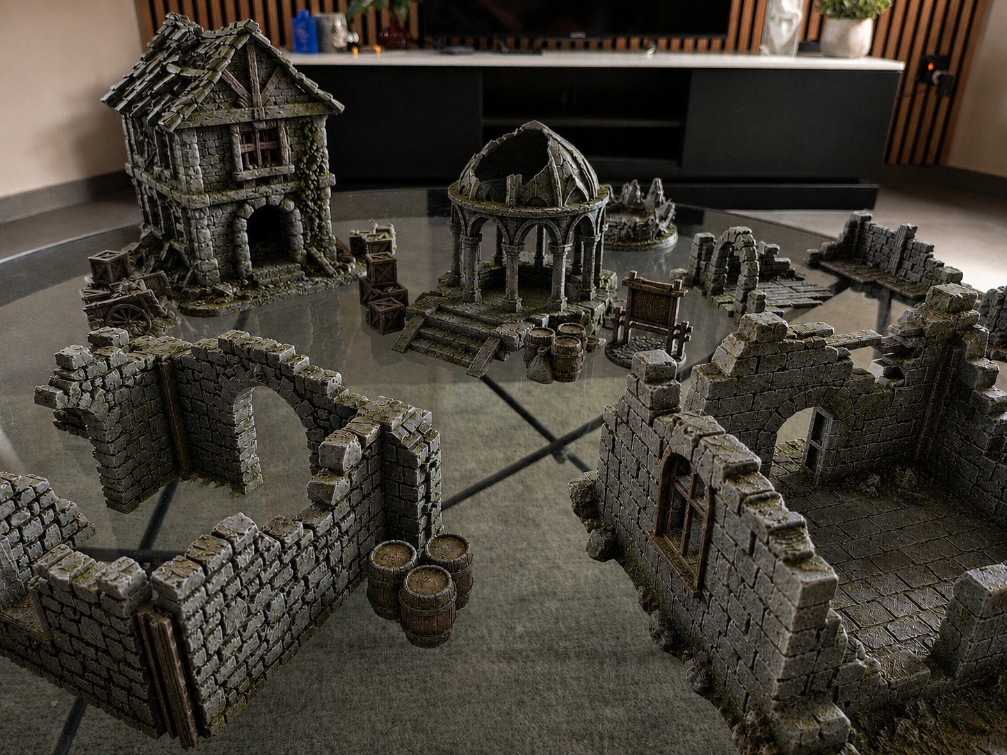 Warhammer/JDR Set van 23 middeleeuwse dorpsruïnes in ruïnes, Hobby en Vrije tijd, Verzenden, Nieuw, Warhammer, Accessoires