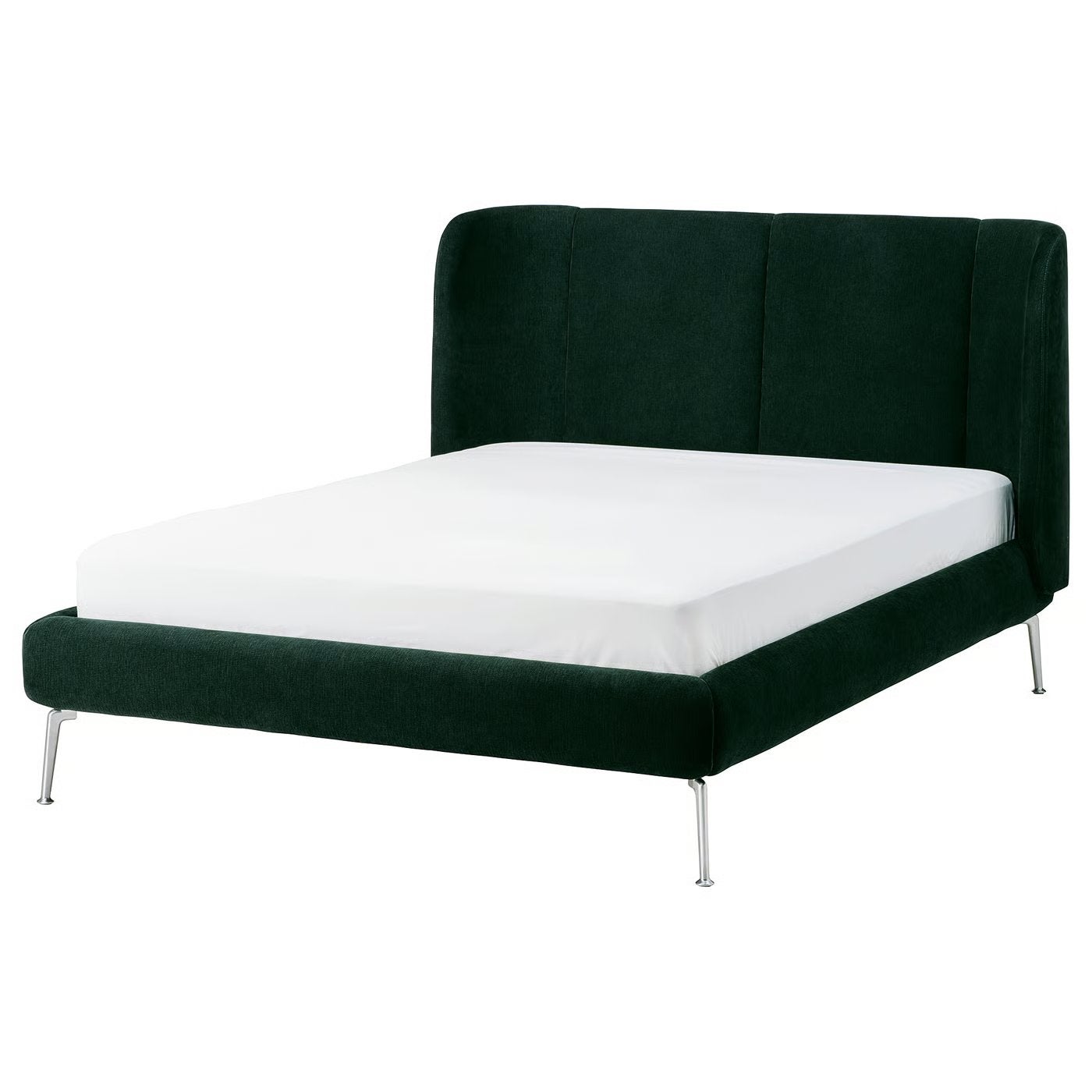 Lit Ikea Velour vert, Ophalen, Tweepersoons, Zo goed als nieuw, 200 cm