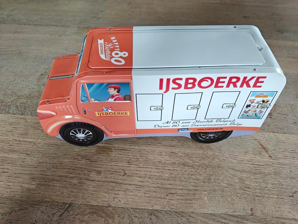 Blikken doos van Ijsboerke Happy birthday 80, Ophalen of Verzenden