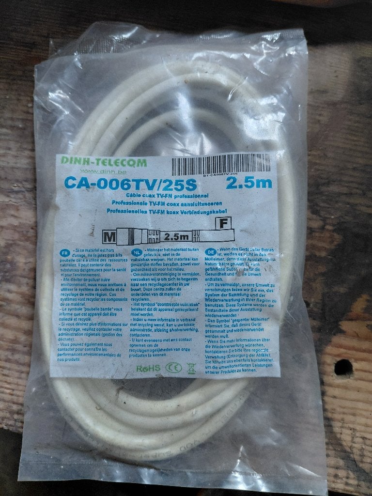 Coax kabel voor TV en FM-radio, Enlèvement, Neuf, 2 à 5 mètres, Câble coaxial