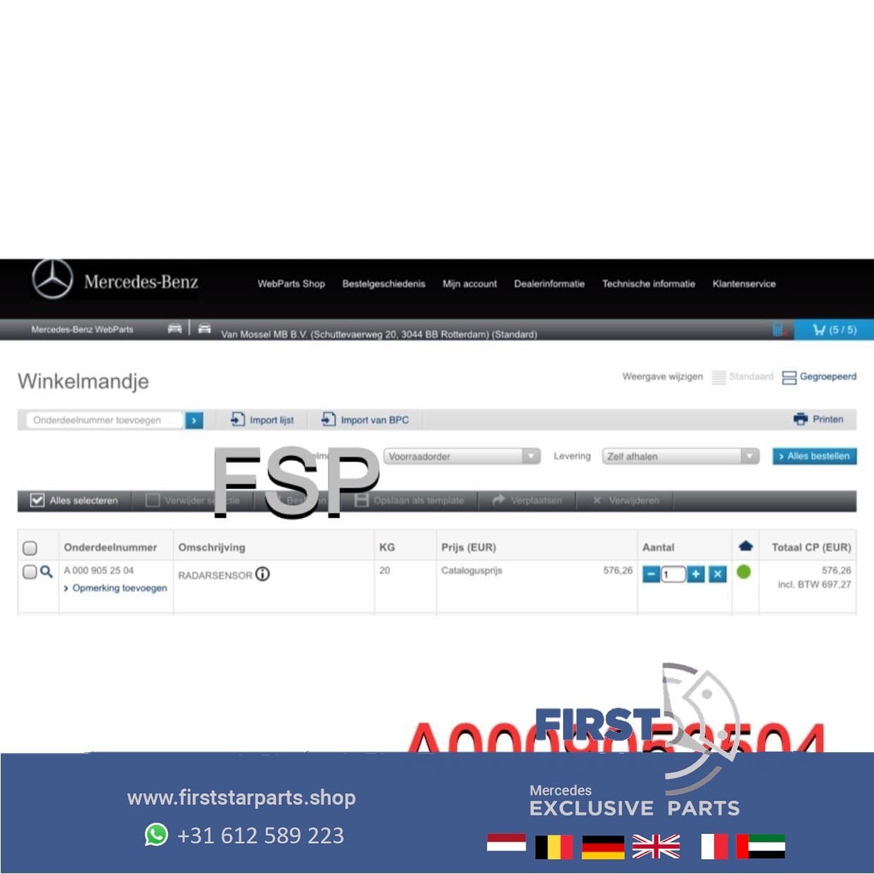 A0009052504 / A0009020221 / A0009018802 RADAR SENSOR Mercede, Gebruikt, -, Ophalen of Verzenden, -