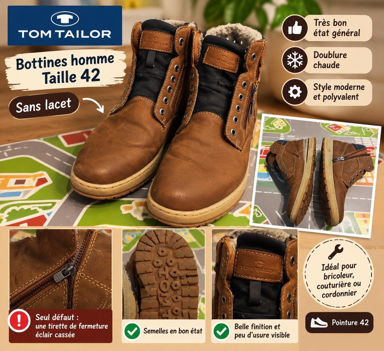 Tom Tailor bruine herenlaarzen — Maat 42 — Zonder veters, Ophalen of Verzenden