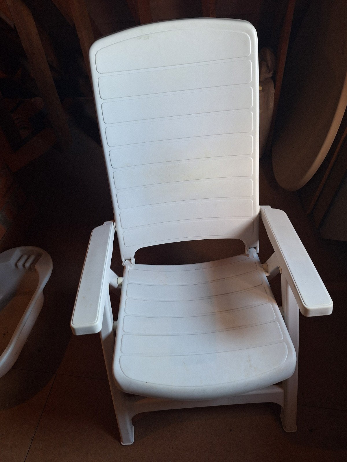 Prachtige witte terras stoelen., Ophalen, Zo goed als nieuw, Kunststof, Verstelbaar