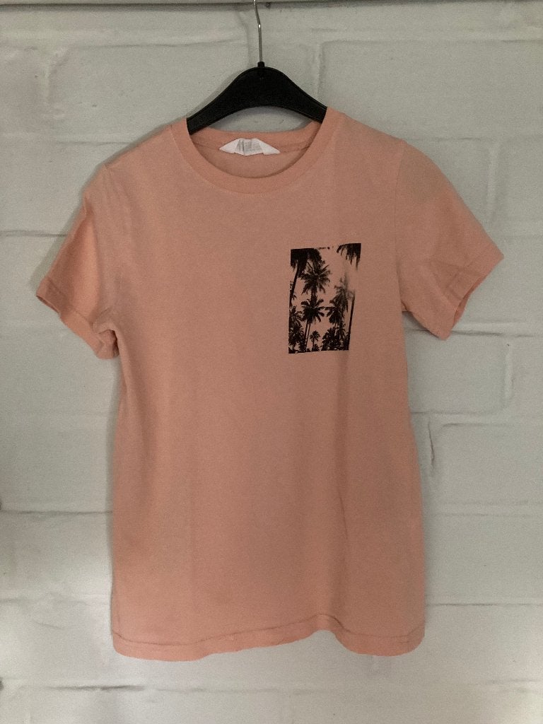 Zalmkleurig t-shirt, H&M, maat 134-140, Kinderen en Baby's, H&M, Ophalen of Verzenden, Zo goed als nieuw, Shirt of Longsleeve