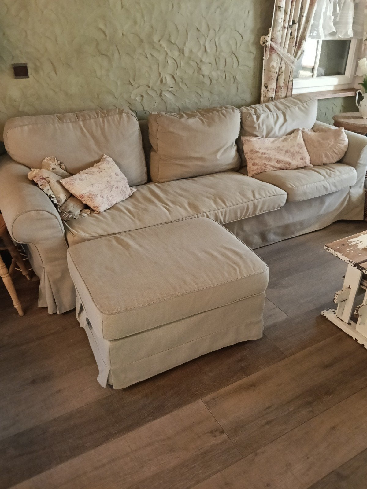 Ikea ektrop 3 zit met poef en lounge, Ophalen, Gebruikt, Stof, Landelijk
