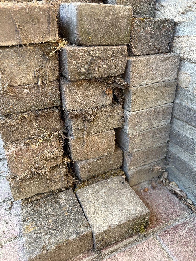 Gratis Betonklinkers, Tuin en Terras, Ophalen, Gebruikt, Klinkers, 10 m² of meer