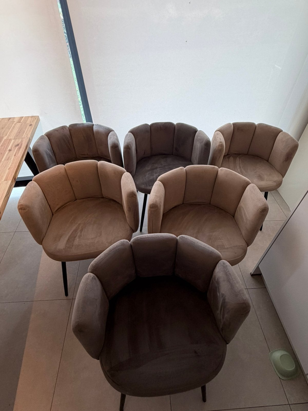 6x Design Velvet Schelpstoelen - Zo goed als nieuw, Maison & Meubles, Enlèvement, Comme neuf