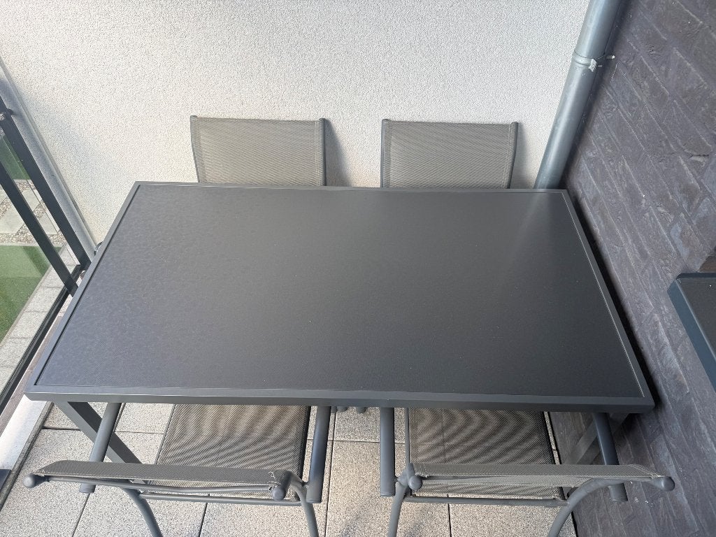 Tuintafel +4 stoelen, Tuin en Terras, Tuintafels, Ophalen, Zo goed als nieuw, Vierkant, Aluminium
