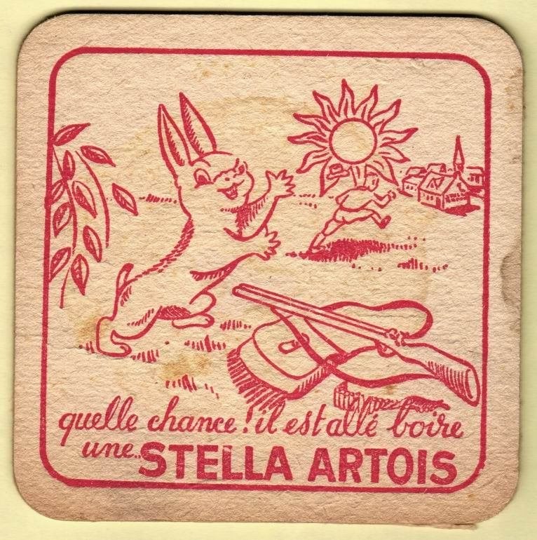 s/b bière Stella Artois: 9,5x9,5cm, Ophalen of Verzenden, Zo goed als nieuw, Viltje(s), Stella Artois