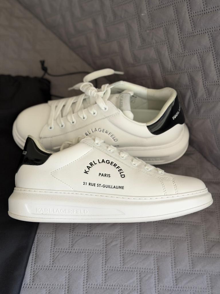 Karl Lagerfeld sneakers heren (Wit/Zwart) - Maat 41, Kleding | Heren, Schoenen, Ophalen, Zo goed als nieuw, Wit, Sneakers