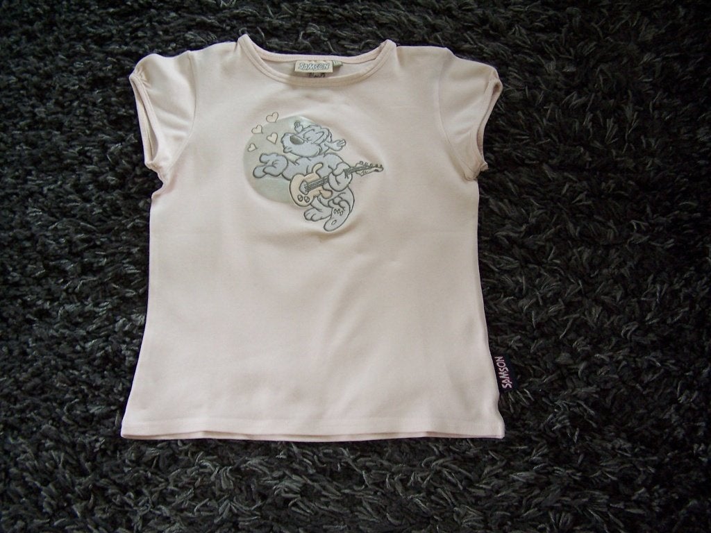 T-shirt Samson - taille 128-rose clair- jolie figurine TV, Samson, Enlèvement ou Envoi, Chemise ou À manches longues, Comme neuf
