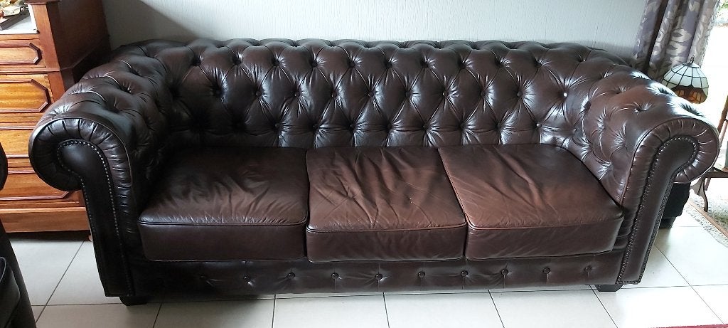 chesterfield, Ophalen, Gebruikt, 75 tot 100 cm, Rechte bank