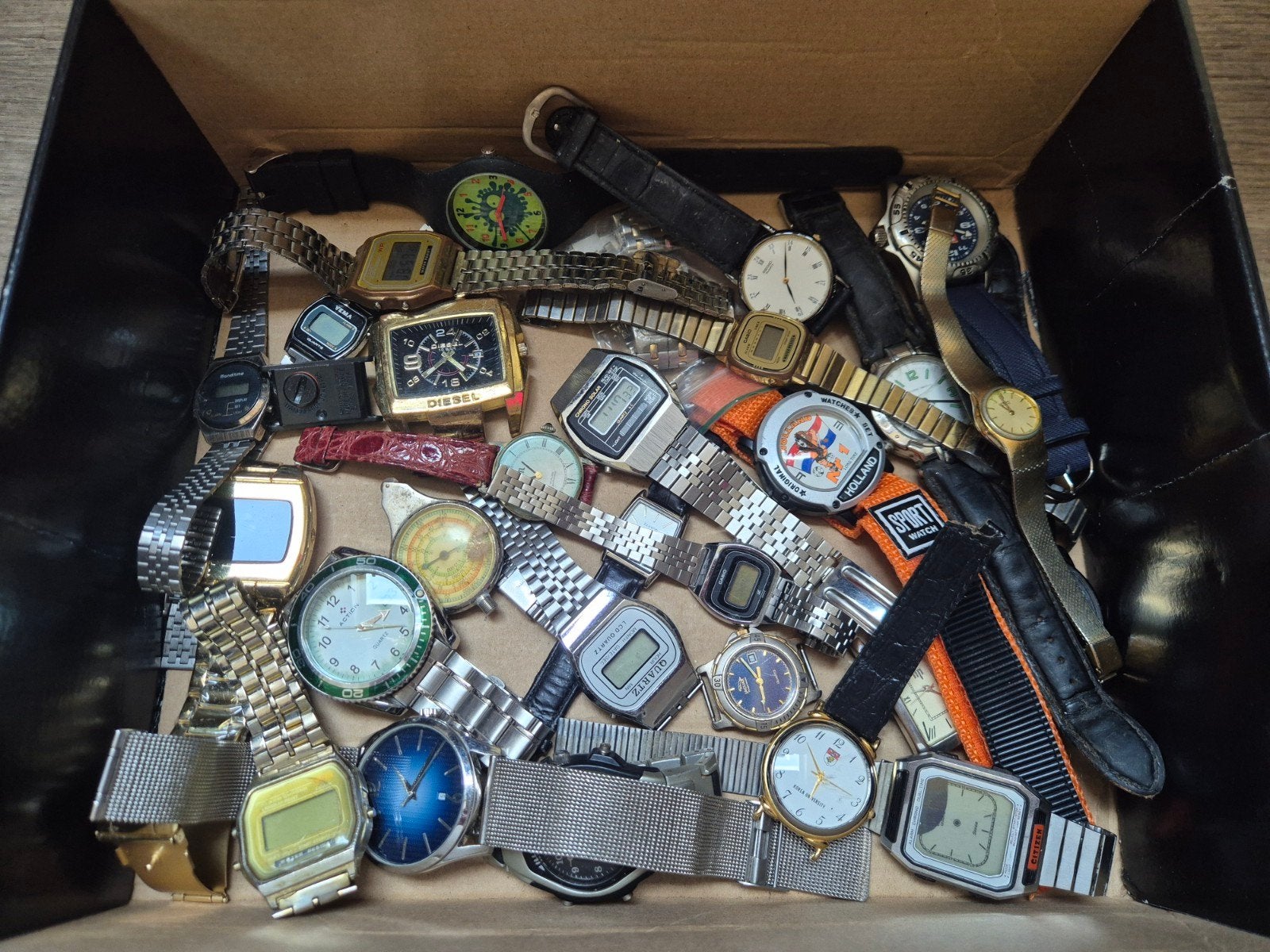 Grote partij horloges, groot lot, verzameling collectie, Gebruikt, Staal, Verzenden, Polshorloge