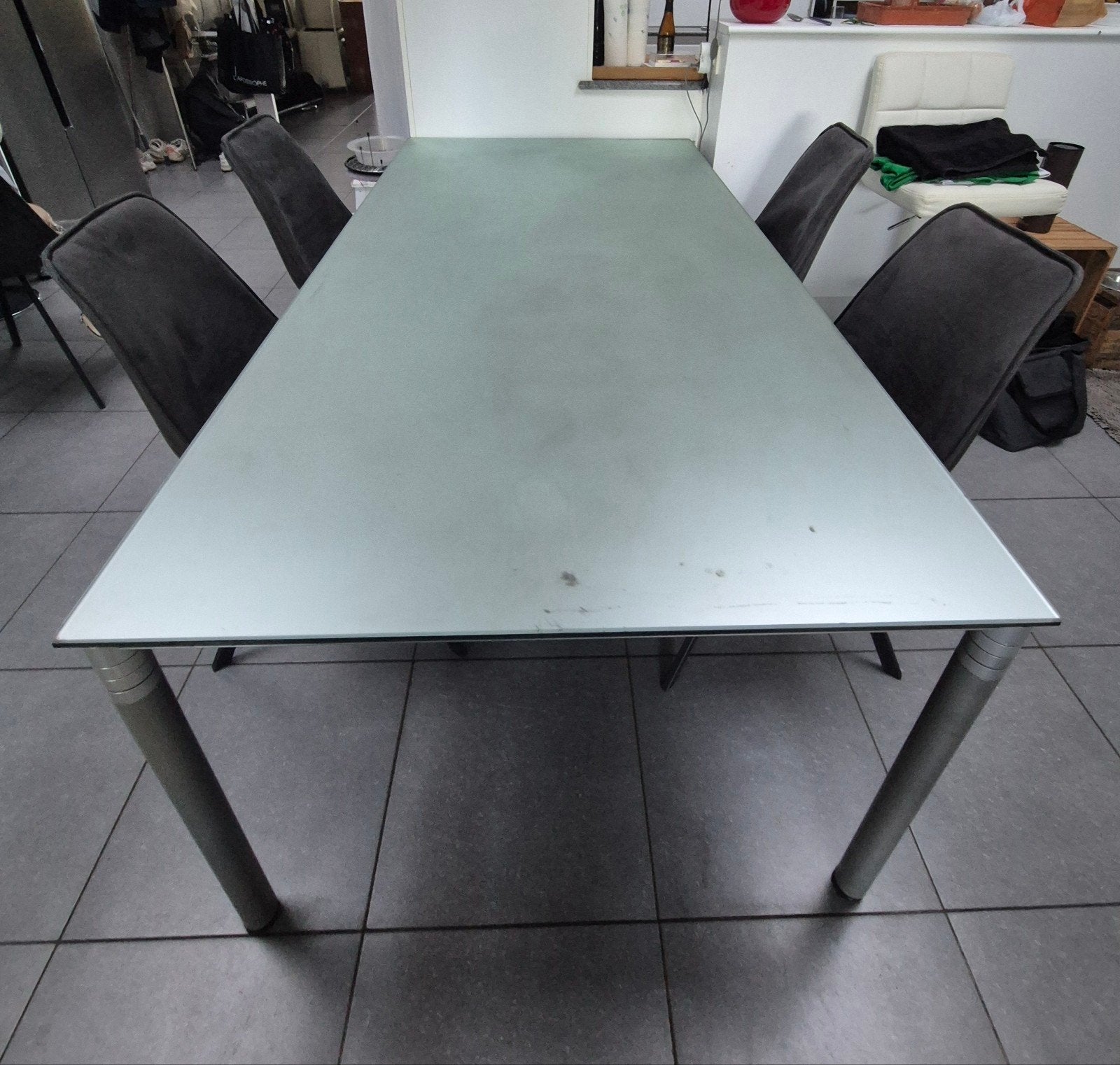 GRATIS Glazen eetkamertafel 200x100cm, Ophalen, Gebruikt, 50 tot 100 cm, Glas