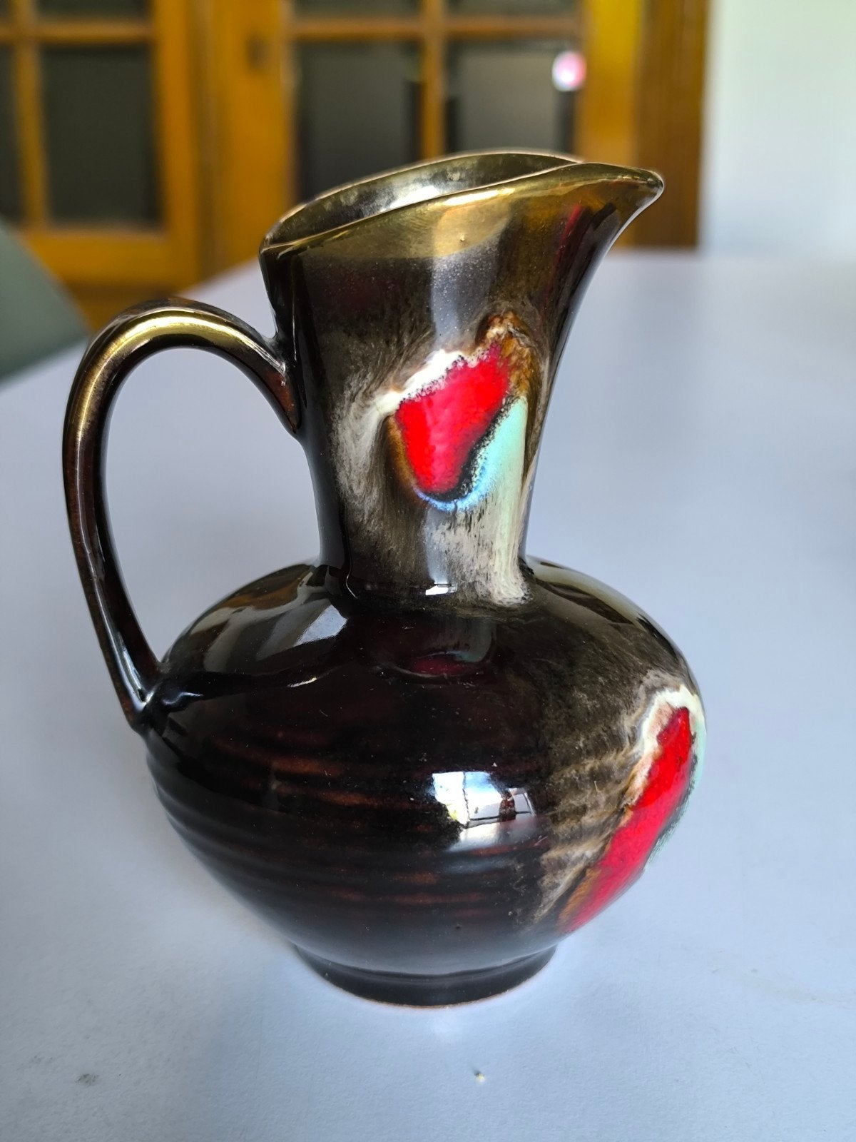 Jaren 60 vaasje, druipglazuur, Tonnieshof, Antiek en Kunst, Ophalen of Verzenden