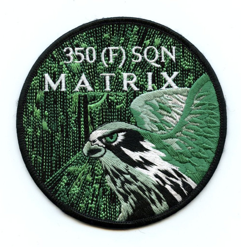 BAF luchtmacht patch 350 sqn F-16 Matrix swirl Florennes, Collections, Objets militaires | Général, Envoi, Armée de l'air, Emblème ou Badge