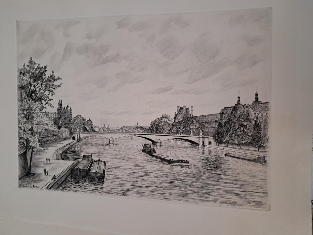 Eau Forte le Pont du Carrousel, Antiek en Kunst, Ophalen of Verzenden