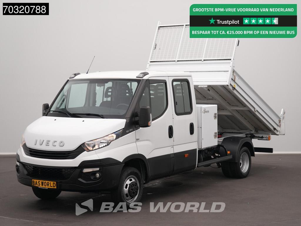 Iveco Daily 35C14 Dubbel Cabine Kipper met Kist Dubbellucht, Gebruikt, Euro 6, Iveco, Wit