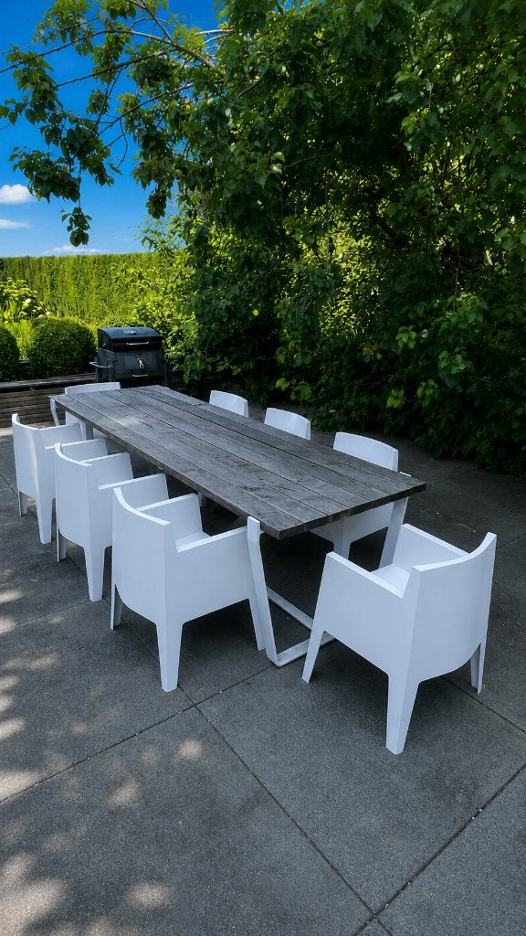 8 chaises Driade Toy originales - Philippe Starck — blanches, Enlèvement, Utilisé, Synthétique, Empilable