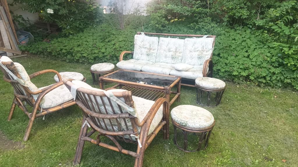 Vintage rotan tuinset loungeset, Tuin en Terras, Ophalen, Rotan, Loungeset