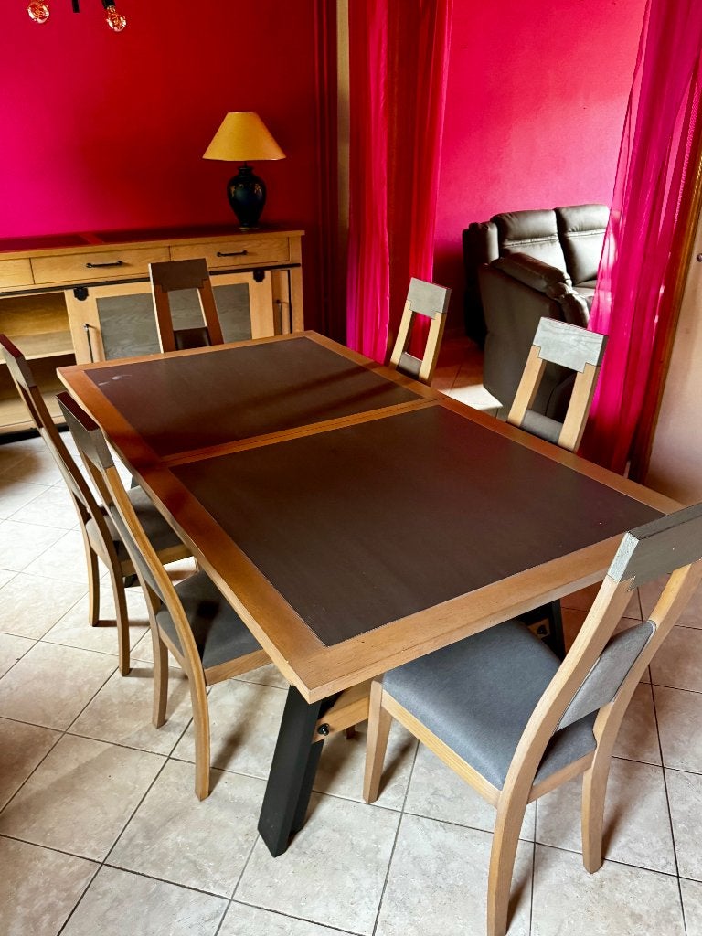 Eetkamer massief eik Detroit 2021, Huis en Inrichting, Ophalen, Zo goed als nieuw, Contemporain / Industriel / Moderne, 4 tot 6 stoelen
