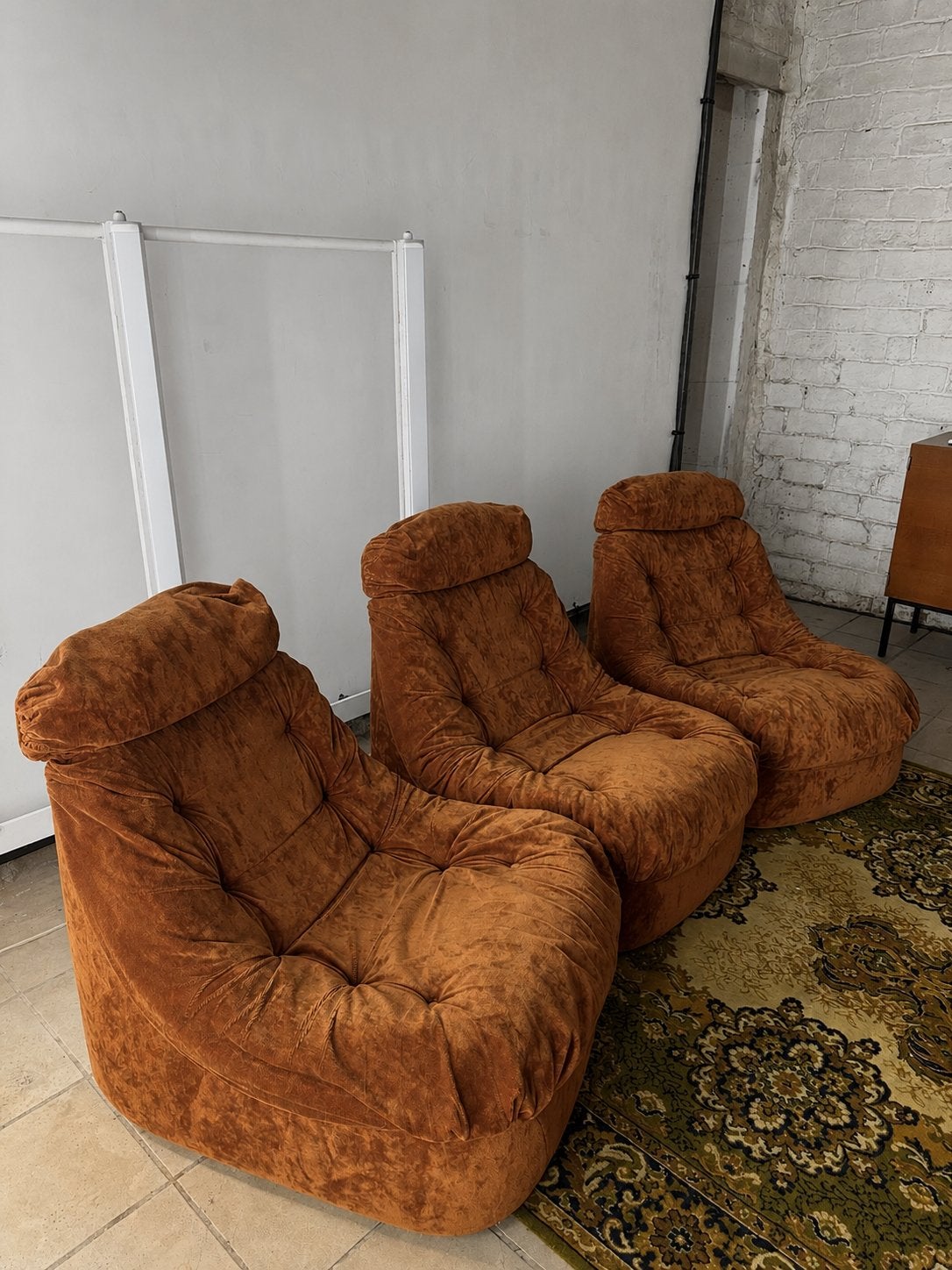 Set van 3 vintage loungestoelen uit de jaren 70, Huis en Inrichting, Zetels | Zetels en Chaises Longues, Gebruikt, Ophalen