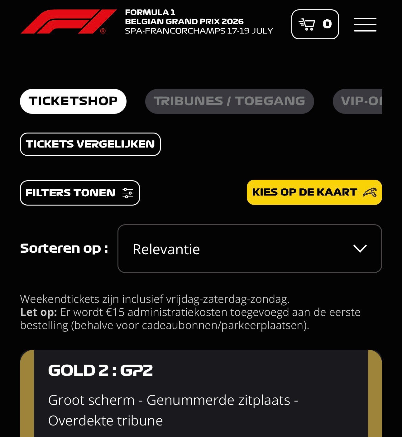 3 weekend tickets Gold 2–> F1 BE, Tickets & Billets, Trois personnes ou plus, Juillet