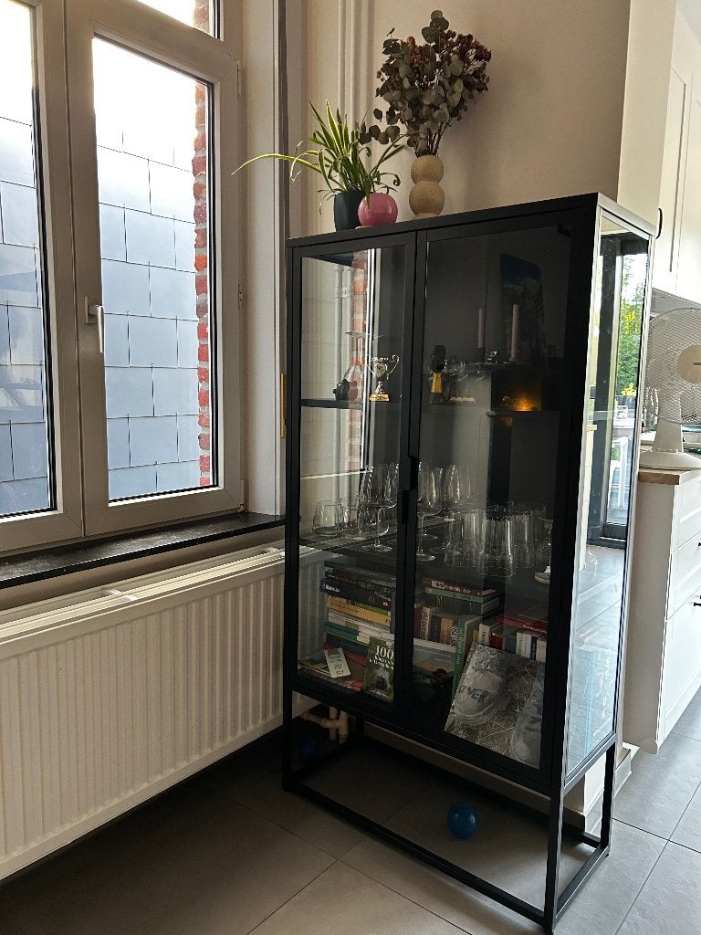Moderne vitrinekast, Maison & Meubles, Armoires | Vitrines, Comme neuf, 150 à 200 cm, 50 à 100 cm, 25 à 50 cm, Avec porte(s), Avec tablette(s)