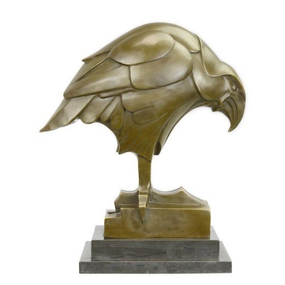bronzen adelaar op marmeren console, Enlèvement ou Envoi, Art deco, Statue