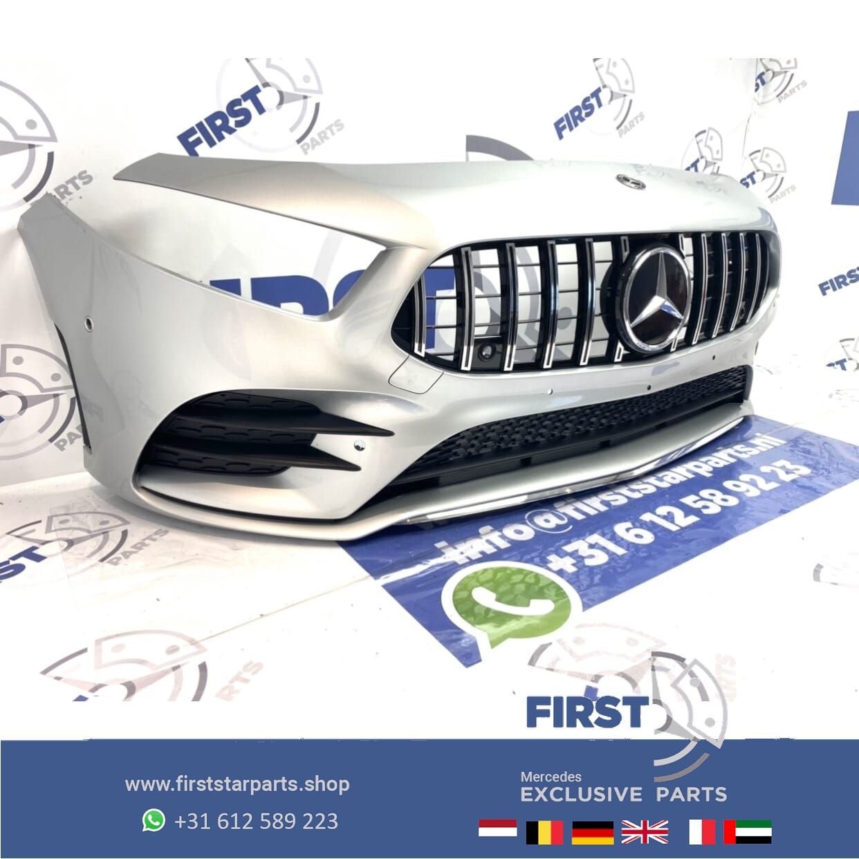 W177 Mercedes A Klasse 2020 AMG VOORBUMPER + GT GRIL COMPLEE, Gebruikt, -, Voor, Ophalen of Verzenden