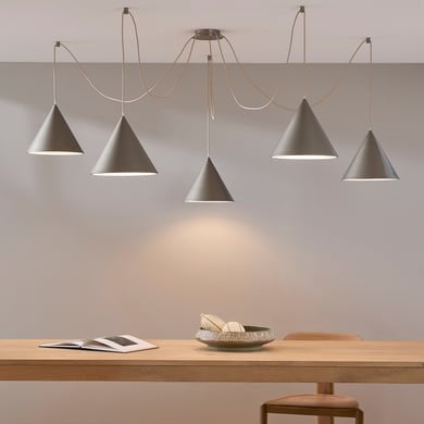 Lampe suspendue MOKE 5 cônes, Enlèvement, Comme neuf, Métal, E27 (grand)