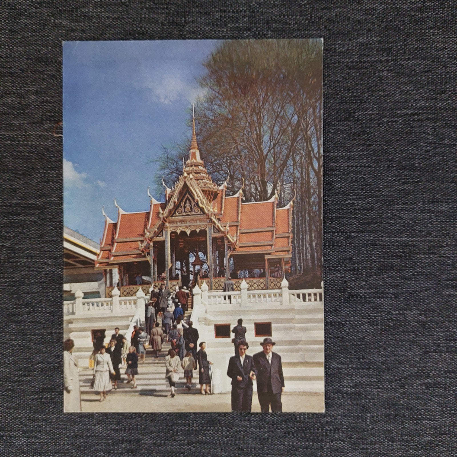 Oude postkaart Expo 1958 : paviljoen van Thailand, Verzenden