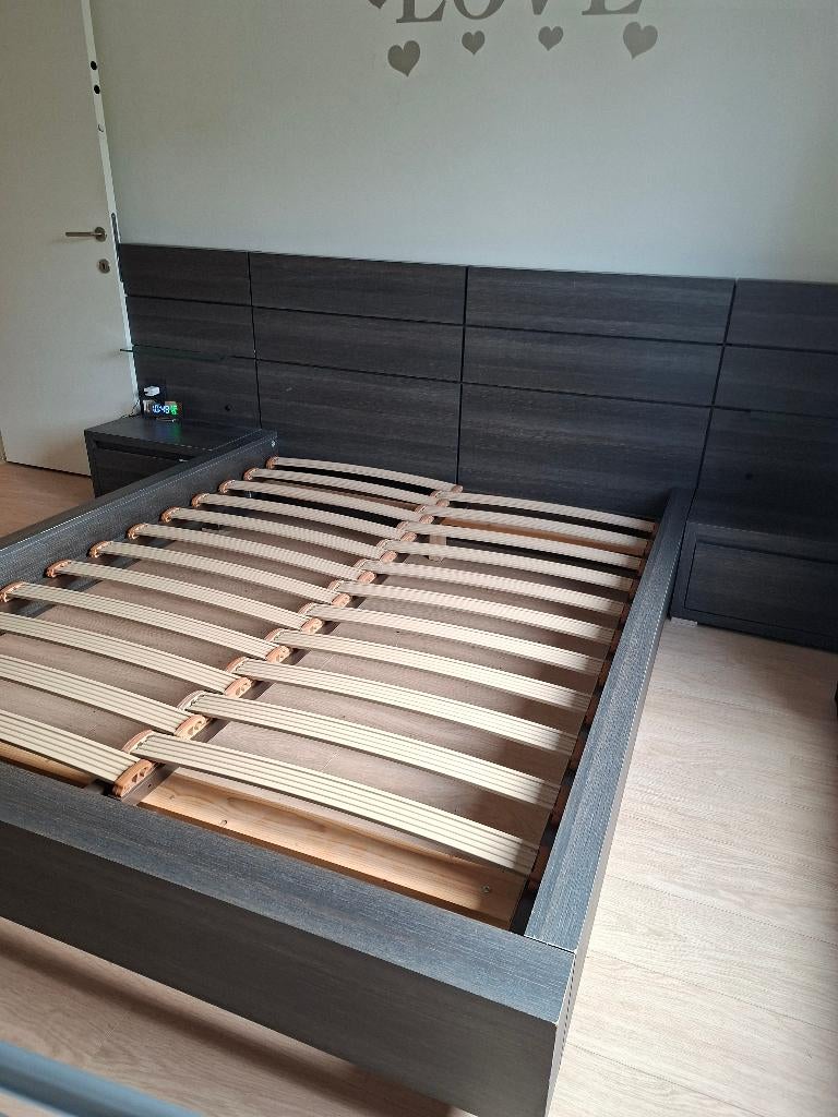 2 persoons bed, Huis en Inrichting, Ophalen, Gebruikt, Bruin, 210 cm