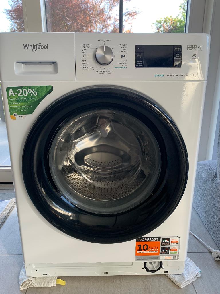 Machine à laver whirlpool, 1200 à 1600 tours, 6 à 8 kg, Classe énergétique A ou plus économe, 85 à 90 cm