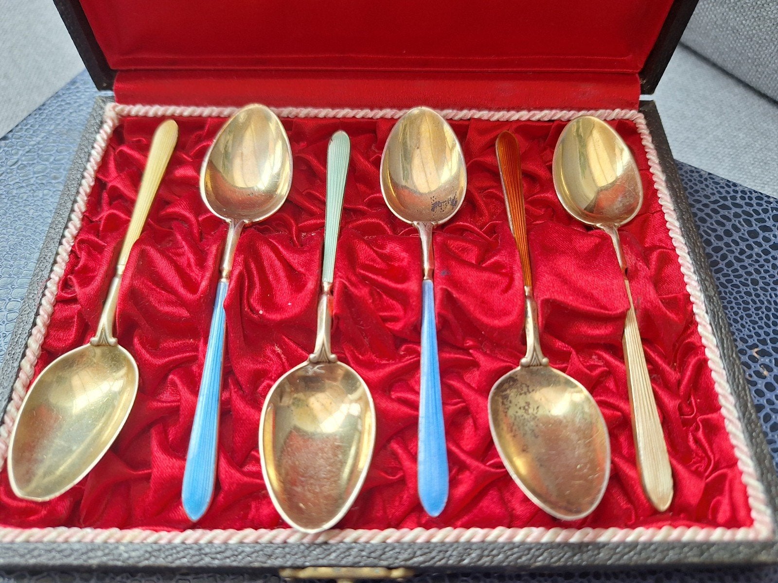 Gouden lepeltjes met parelmoer, Antiek en Kunst, Verzenden